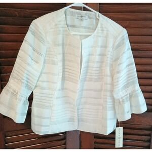 NWT "KATE ROSY" Ivory Lined Cropped Jacket Top Blouse‎ Size PXL Preppy Peplum